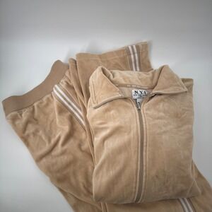 NYL New York Laundry Womens Velour Track Set Full Zip Jacket XL Pull on Pants L